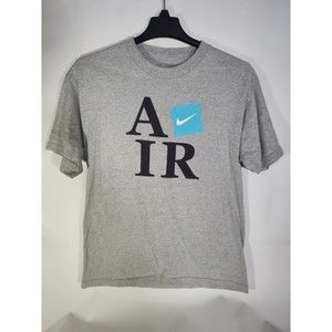 Nike Air Men's Size L Large Short Sleeved Crew Neck T Tee Shirt Gray Swoosh
